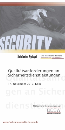 Behördenspiegel: Qualitätsanforderungen an Sicherheitsdienstleistungen